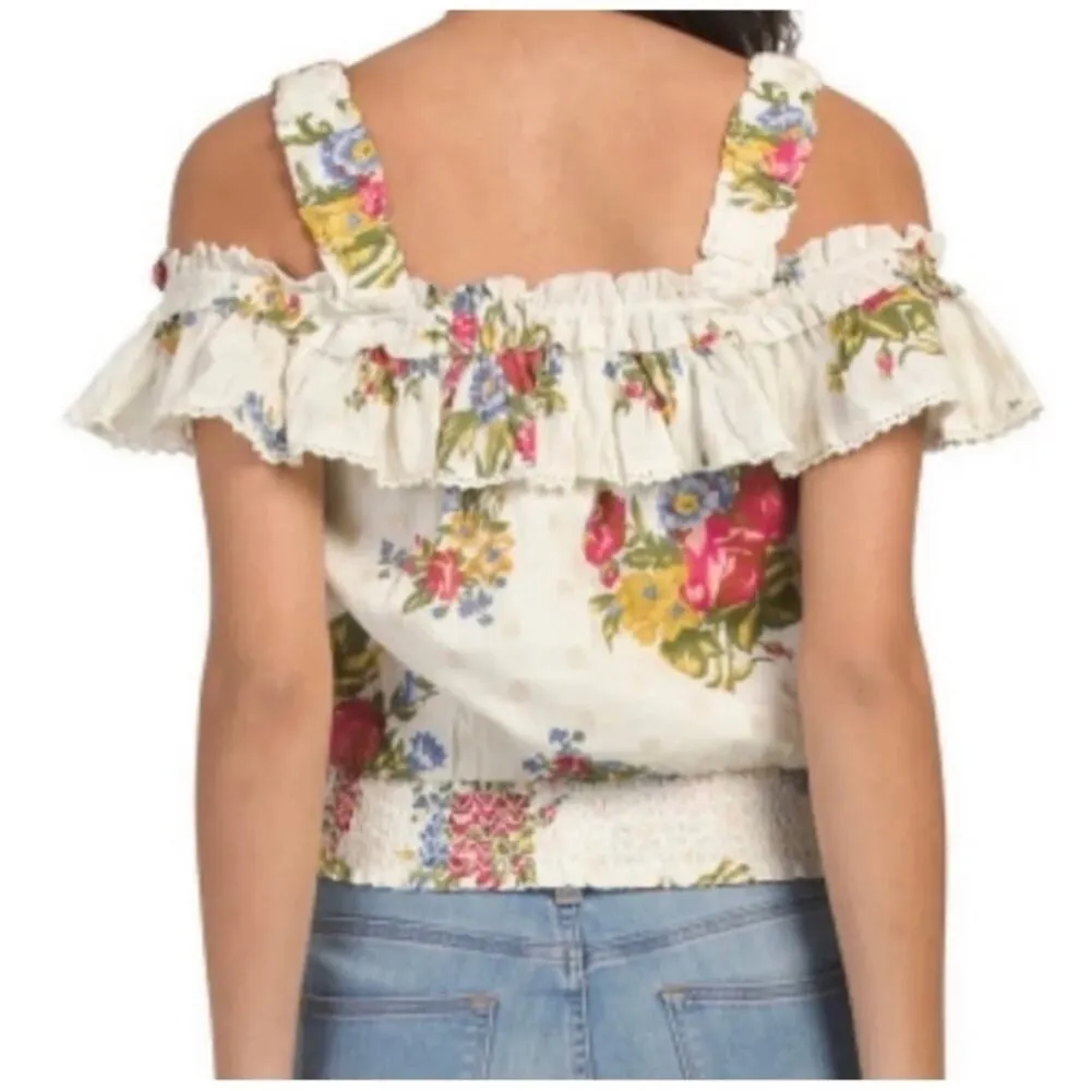 House of Harlow 1960 Ivory / Off White Helena Floral Blouse Size: Small - Image 2