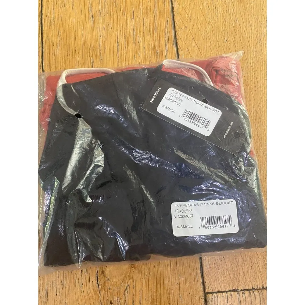 Tavik Lela  Cut Out Swimsuit Black Rust Orange Womens Size XS - Image 9