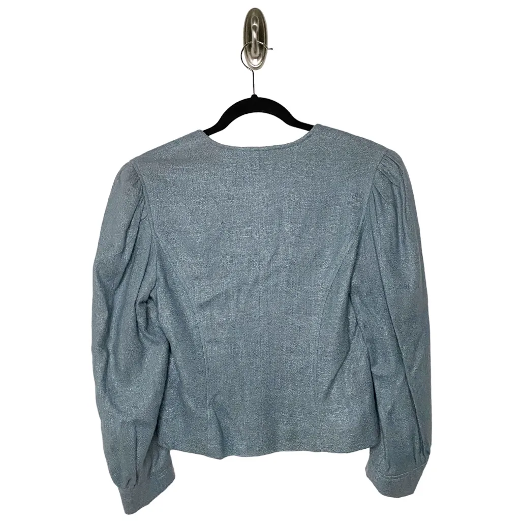 VINTAGE COLLEGE TOWN LIGJT PERIWINKLE BLUE LINED SHORT BLAZER SIZE 8 - Image 2