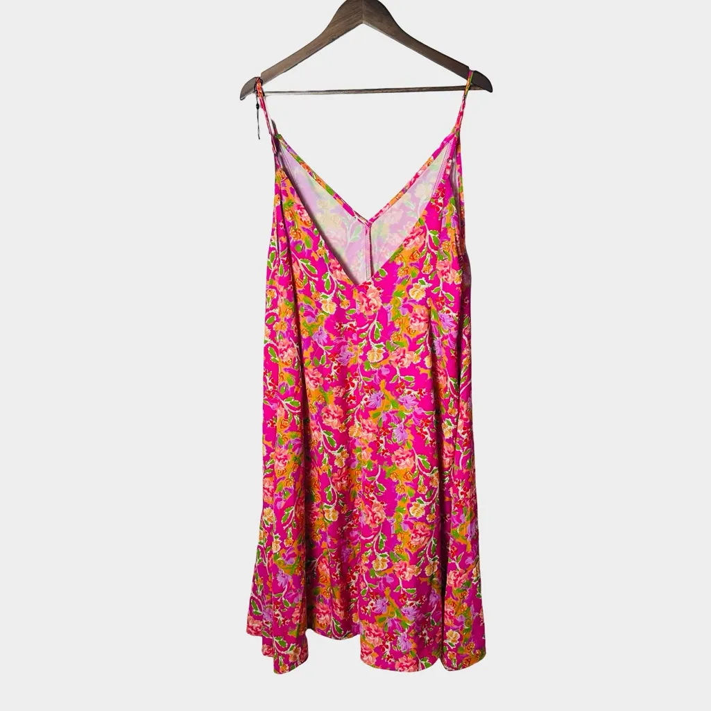 RESA Hannah Floral Midi Slip Dress Small Pink Floral Fiji Print V Neck - Image 5