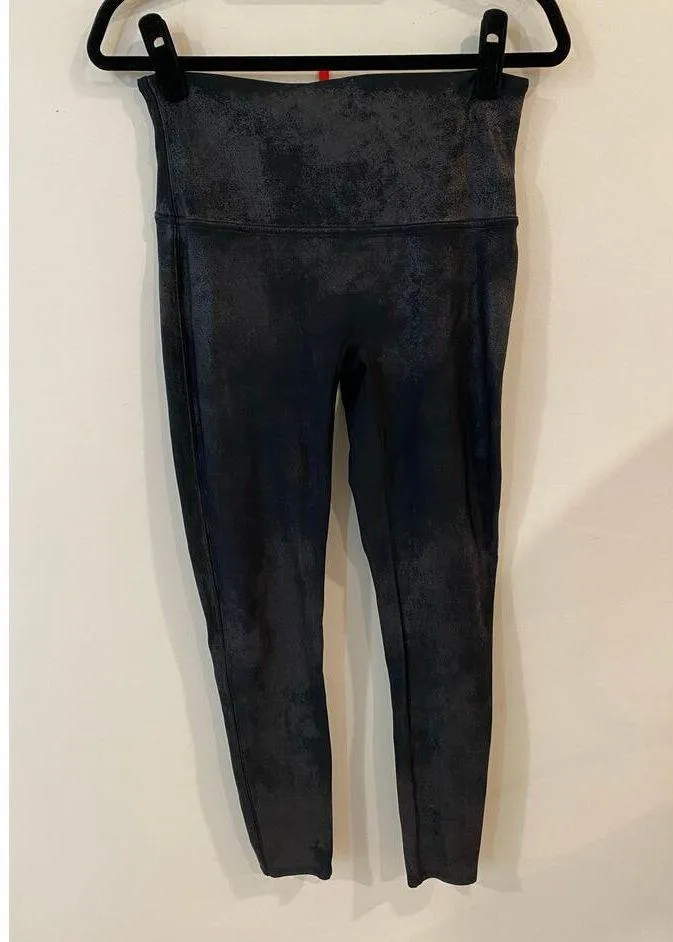 Spanx Black Shimmer Metallic Faux Leather Leggings Size XL - Image 2