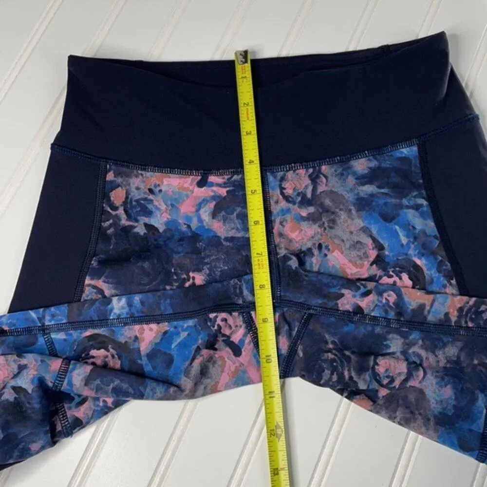 Lululemon Athletica Black & Blue Floral Mesh Mid-calf Cropped Leggings Size 4 - Image 9