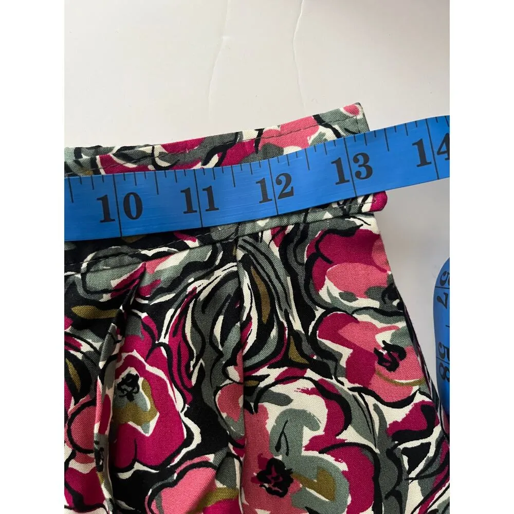 Pendleton Vintage Floral Pleated Rayon Midi Skirt Black‎ Pink USA Size 8 - Image 6