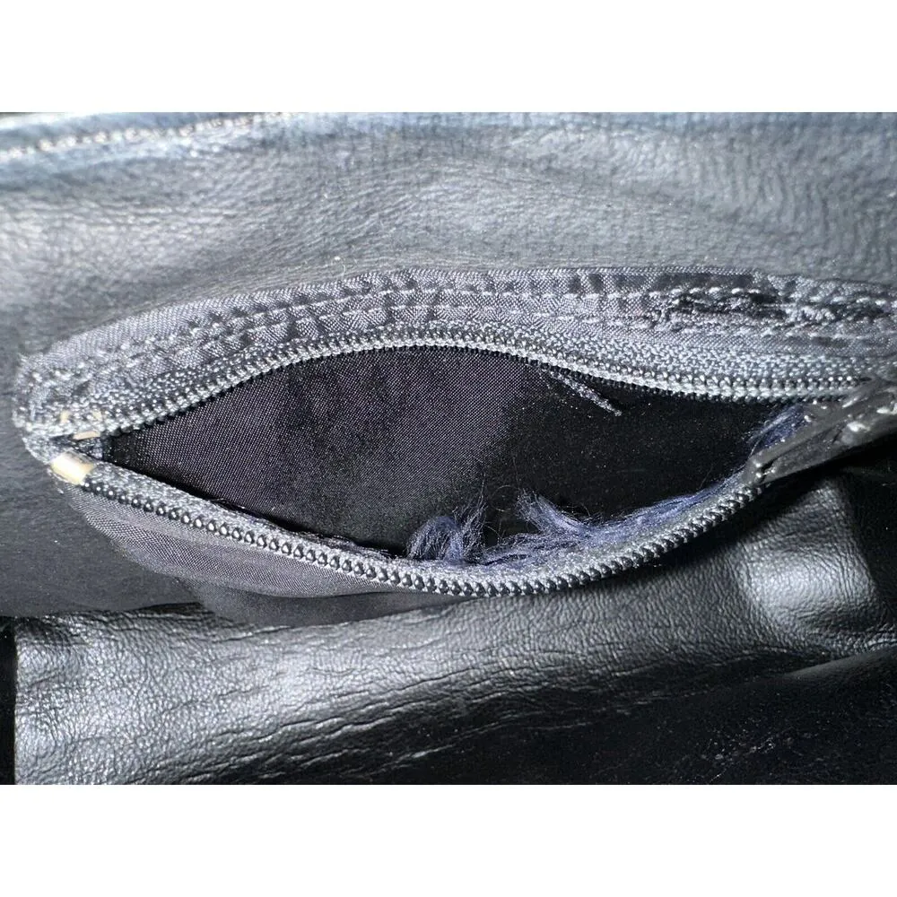 1992 Nina Arjani Leather 12x10" Shoulder Bag Cross Body Metallic Gold Snakeskin Black - Image 11