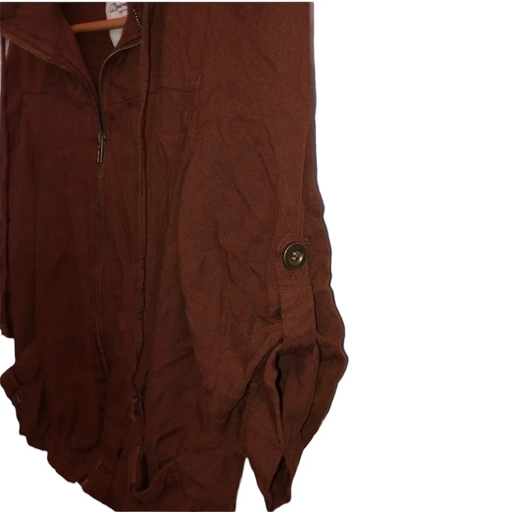 American Rag Brown 3/4 Sleeve Zip-Up Jacket - Image 3