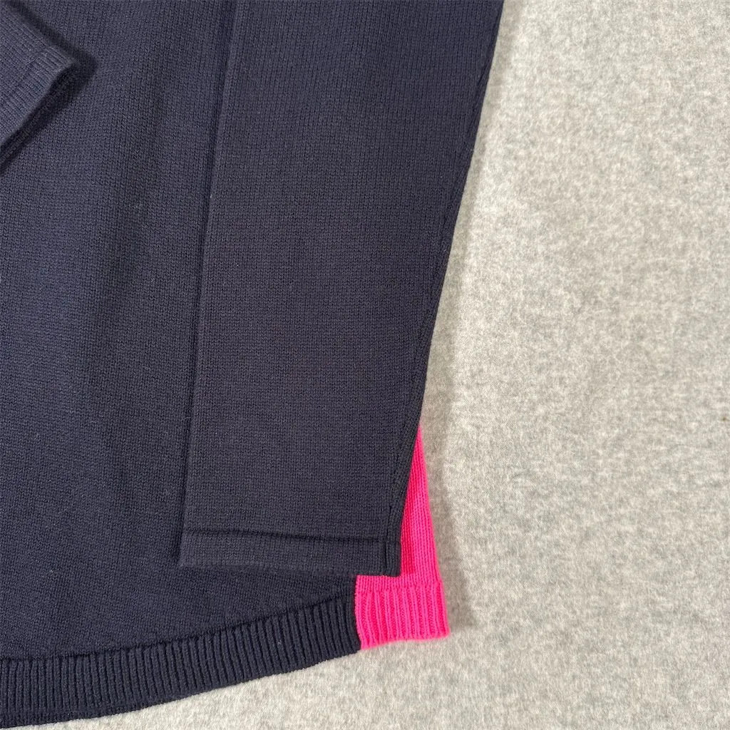 Sail to Sable Women's Wool Blend Pullover Sweater Size L Navy Pink Crew Neck - Image 2