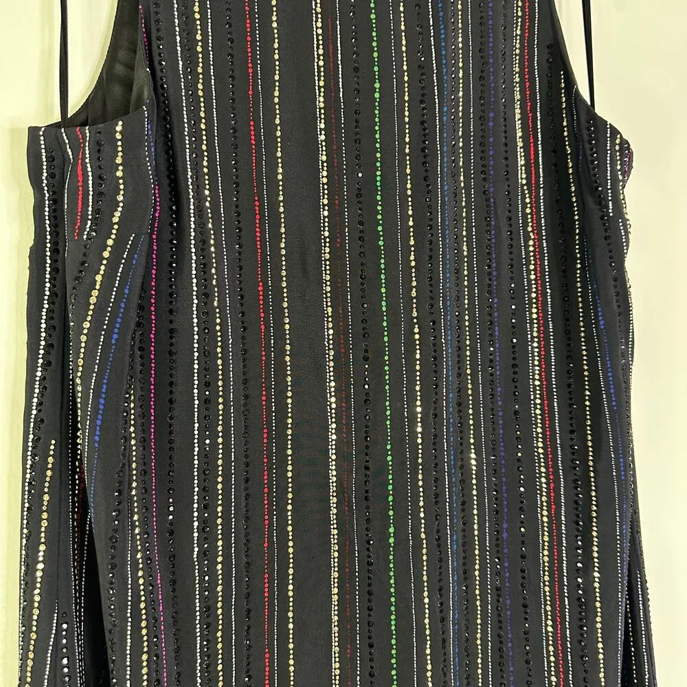 Trina Turk Logan Dress Mini Sleeveless Embellished Rainbow Stripe Size 2 - Image 3
