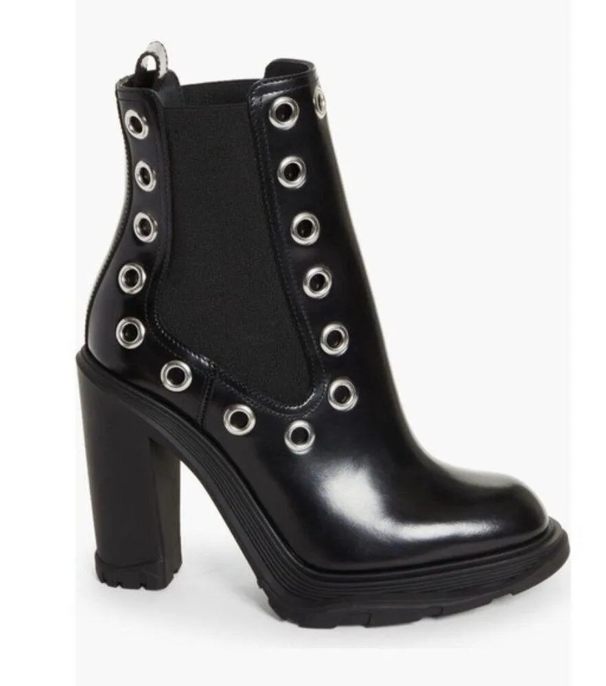 Alexander McQueen Tread Grommet Embellished Boots Black Size 35.5 NEW $1290 - Image 13