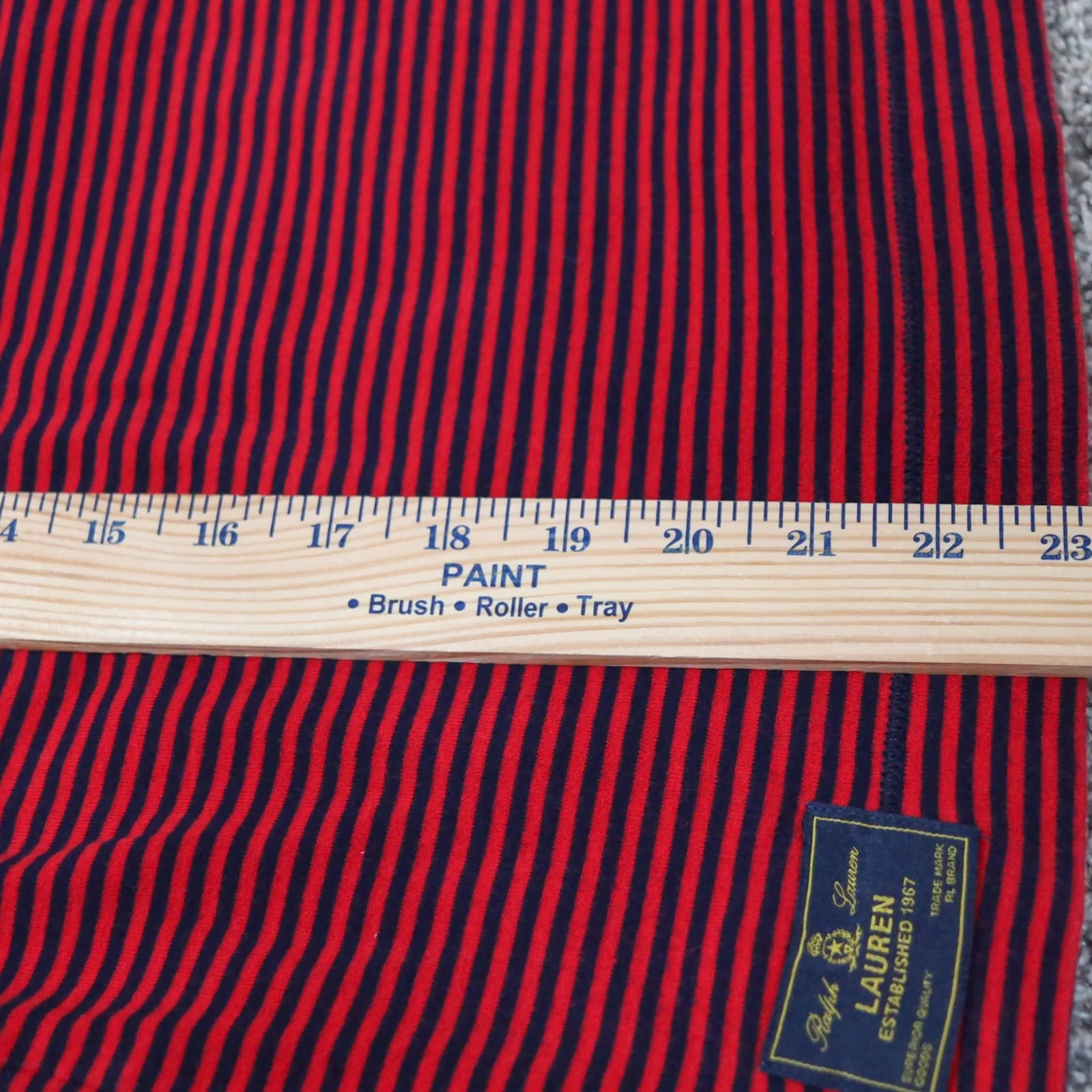 LRL Lauren Jeans Co Striped Ringer Tee Red‎ Navy Women's XL Cotton Stretch Red - Image 7