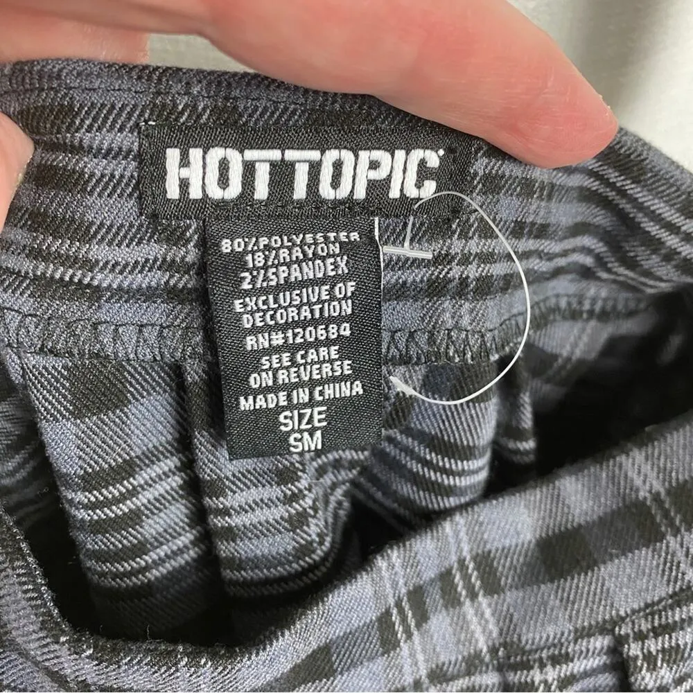 Hot Topic Black Plaid Mini Suspender Skirt Sz.S - Image 6