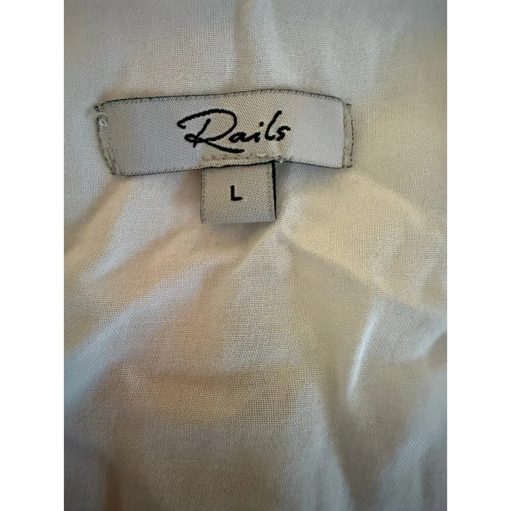 Rails Sandy Linen Blend Ruffle Mini Summer Sundress Women’s Sz L Biarritz Stripe - Image 7