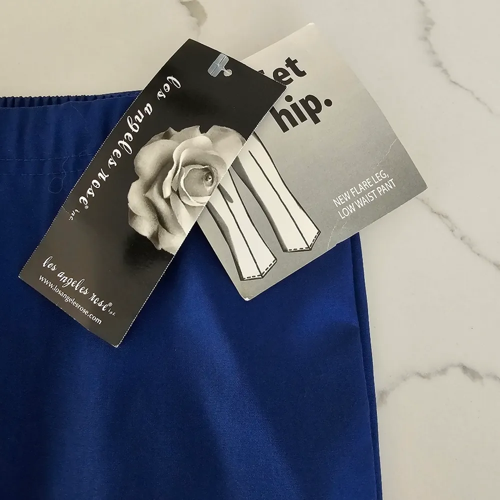 Los Angeles Rose Flare Leg Low Waist Dark Blue Pant Scrubs sz 3XL - Image 2