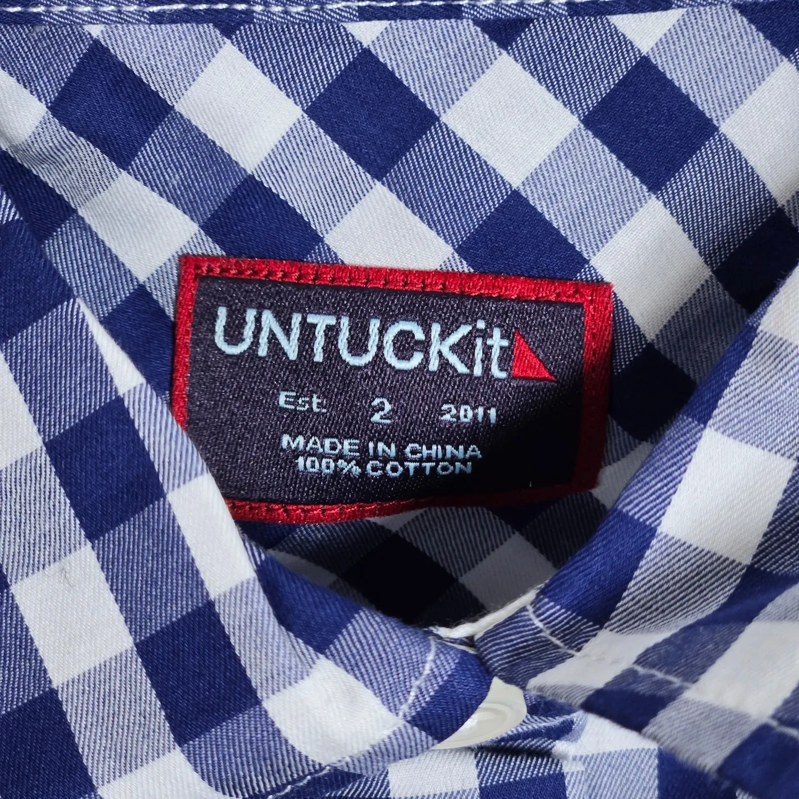UNTUCKit Women's Blue White Gingham Belleza Button Up Long Sleeve Shirt‎ 2 NIB - Image 3