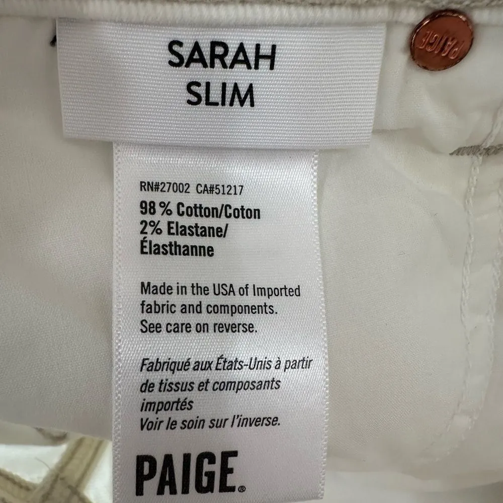 Paige Denim Sarah Slim High Rise Slim Leg Jeans New! - Image 12