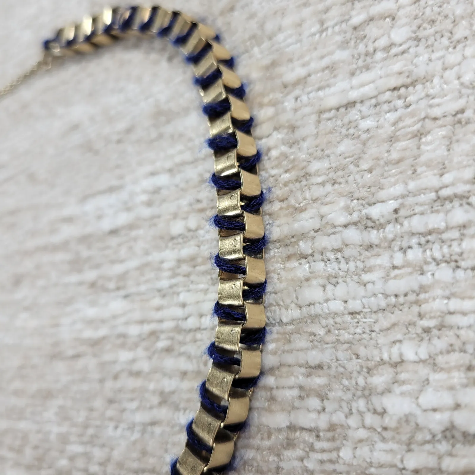 Kenneth Cole Gold Tone Blue Gem Statement Necklace Dangling Leaf Shaped Chain - Image 15