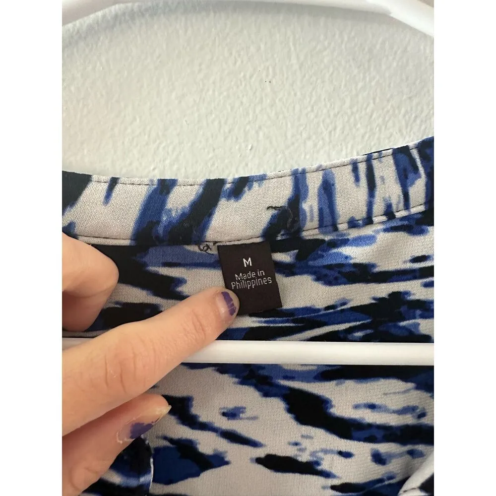 Dana Buchman Top Women's Medium Button Up Blouse Long Sleeve Printed Office - Image 5