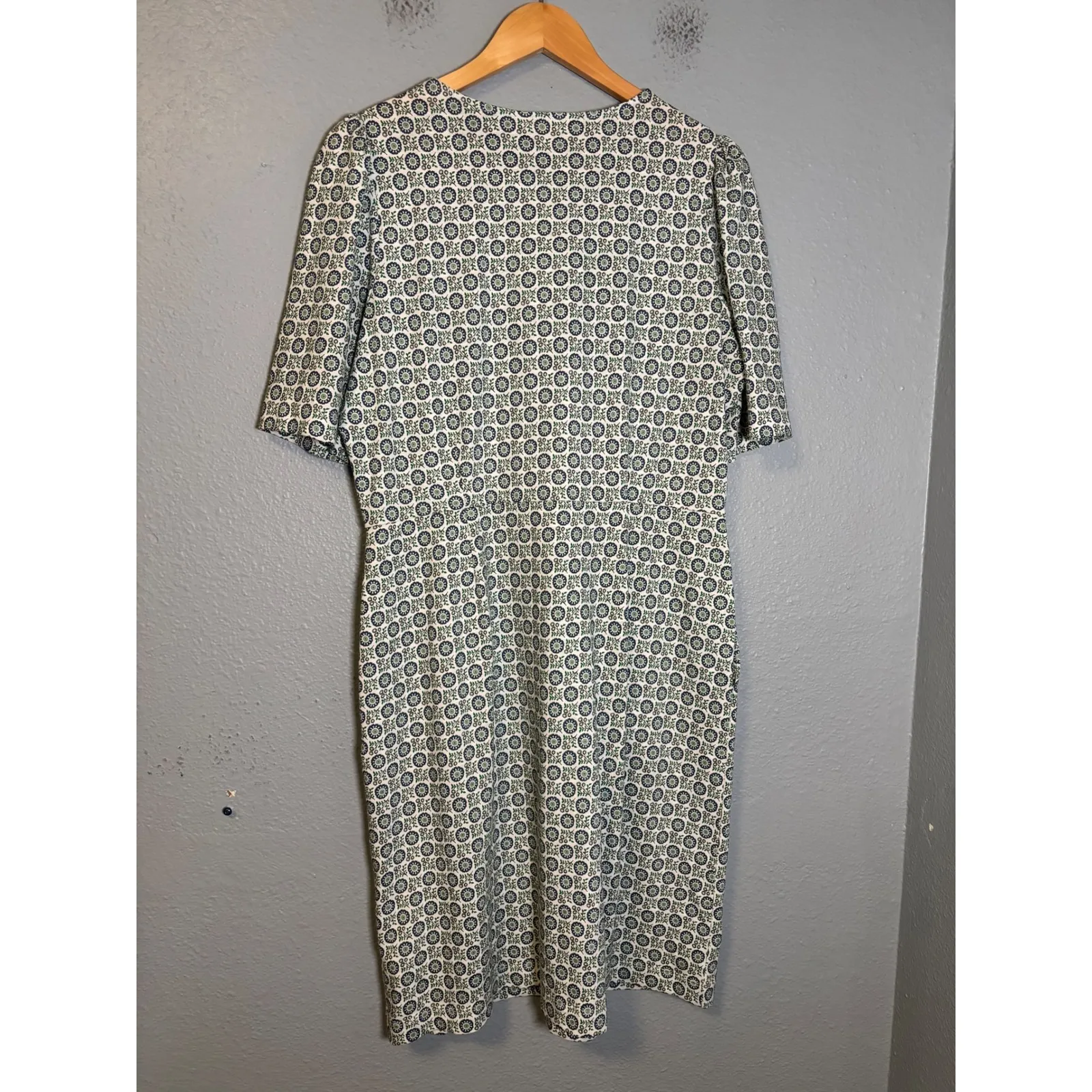 Boden Zoe Geometric Print Jersey Shift Dress Size 12 Long Blue Green - Image 6