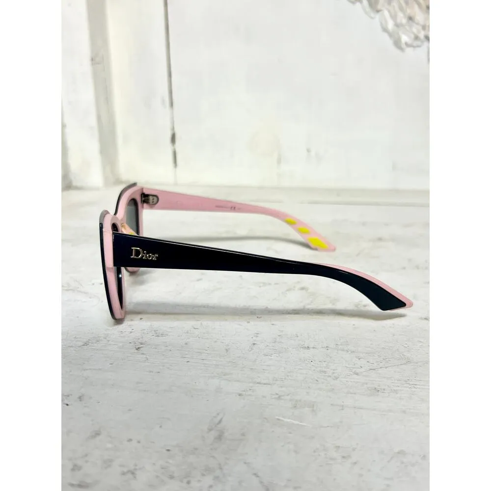 Dior Decale1 BR0 (HD) Navy Blue/Pink Frame Shaded Gray Lens Cat-Eye Sunglasses - Image 4