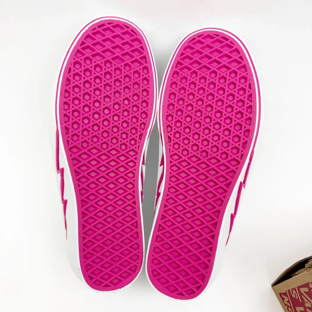 Vans Old Skool Bolt Pop Pink Glow Lace Up Sneakers Skate Shoes White Pink - Image 11