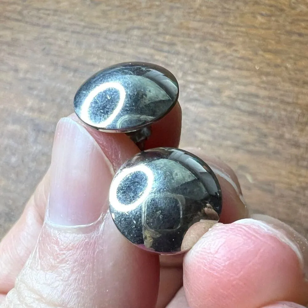 Vintage Womens Circle Stud Fashion Earrings 70s 80s Metal Silver Tone - Image 9