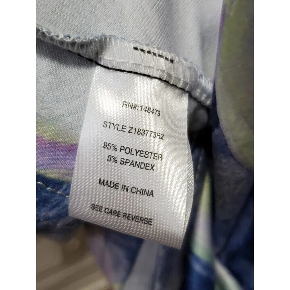 Azalea Women Blue Floral Polyester Round Neck Long Sleeve Top Blouse Size Large - Image 9