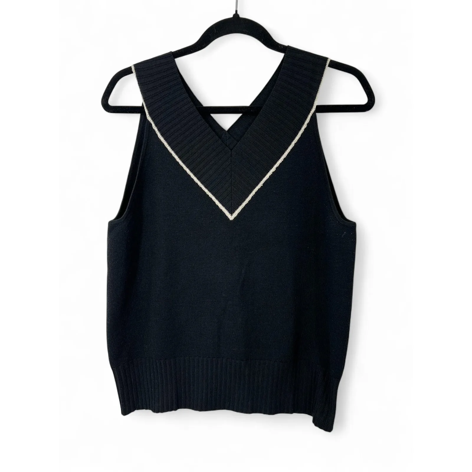 VINTAGE 90'S L Knit Sweater Top Tank Sleeveless Vest Preppy V-neck Liz Claiborne - Image 2
