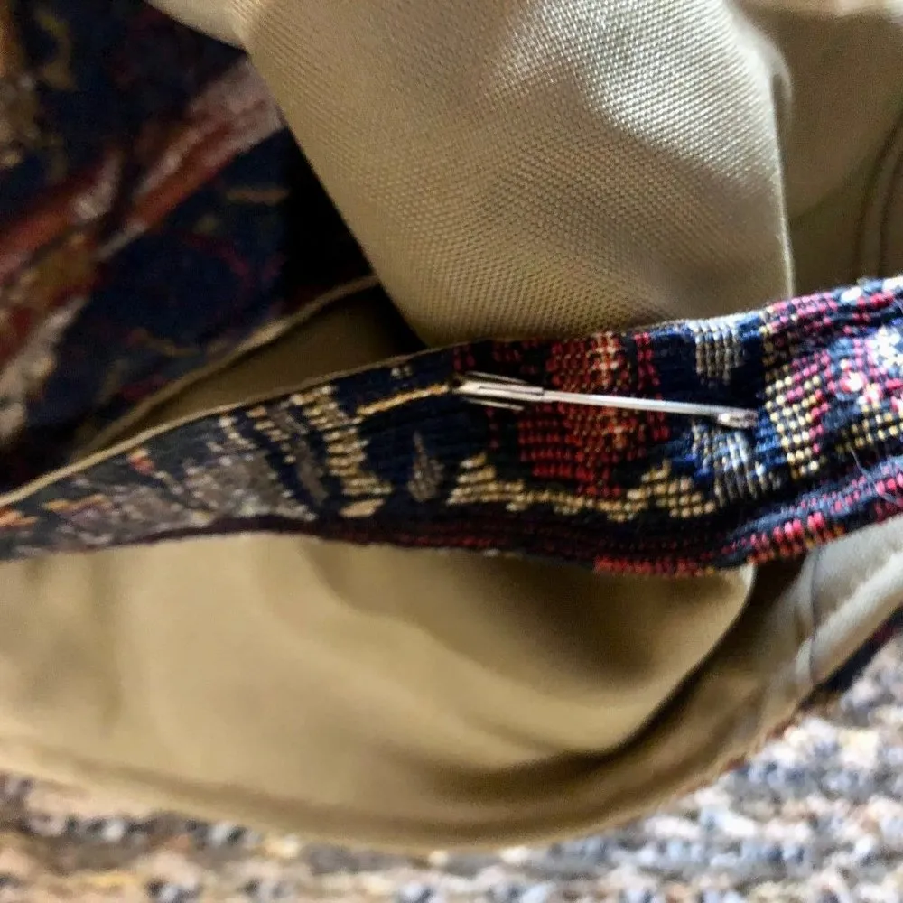 Handmade Tapestry Purse Used Shoulder Bag Library Print - Image 4