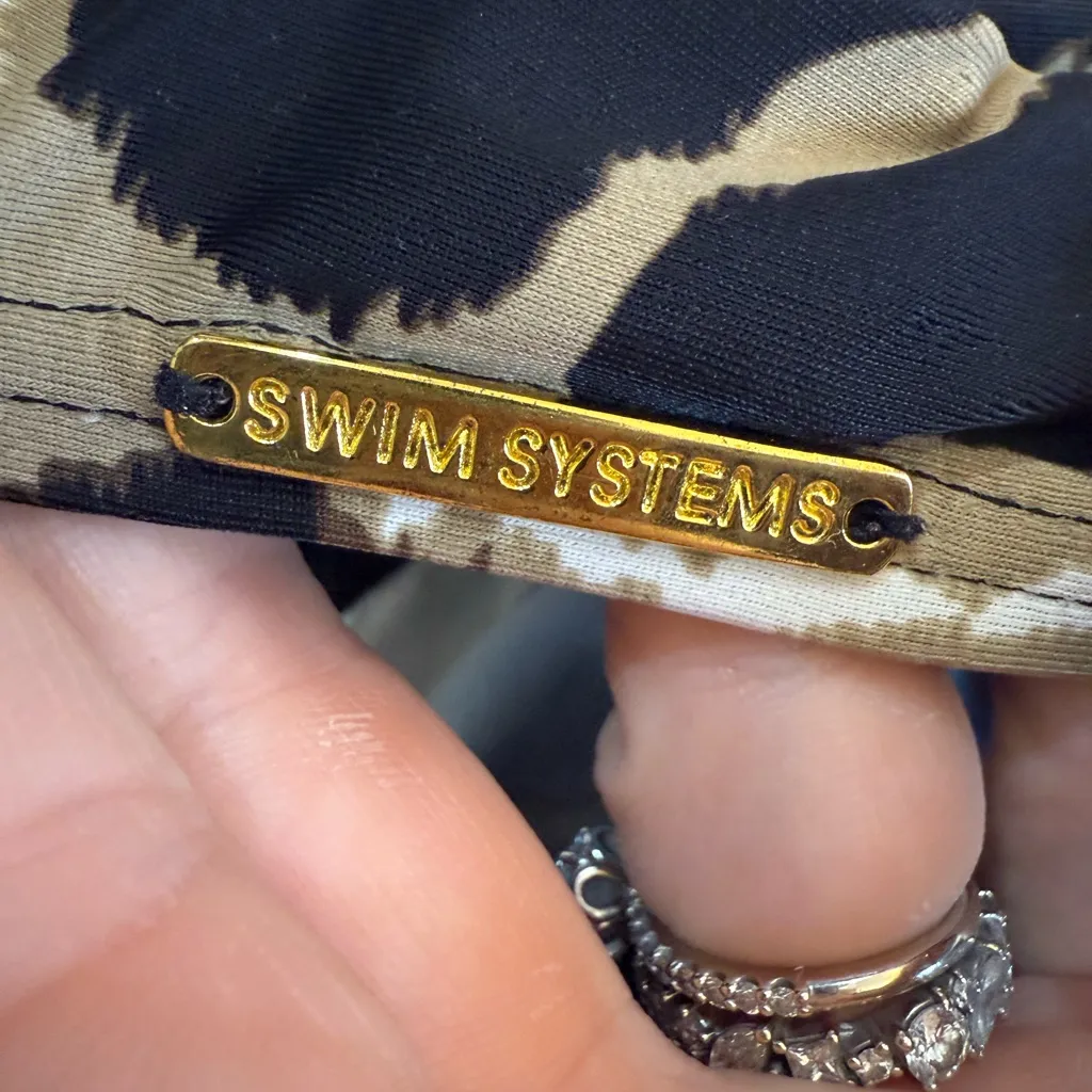 Swim Systems Leopard Print Tankini Halter Bikini USA Made D Black Size undefined - Image 6