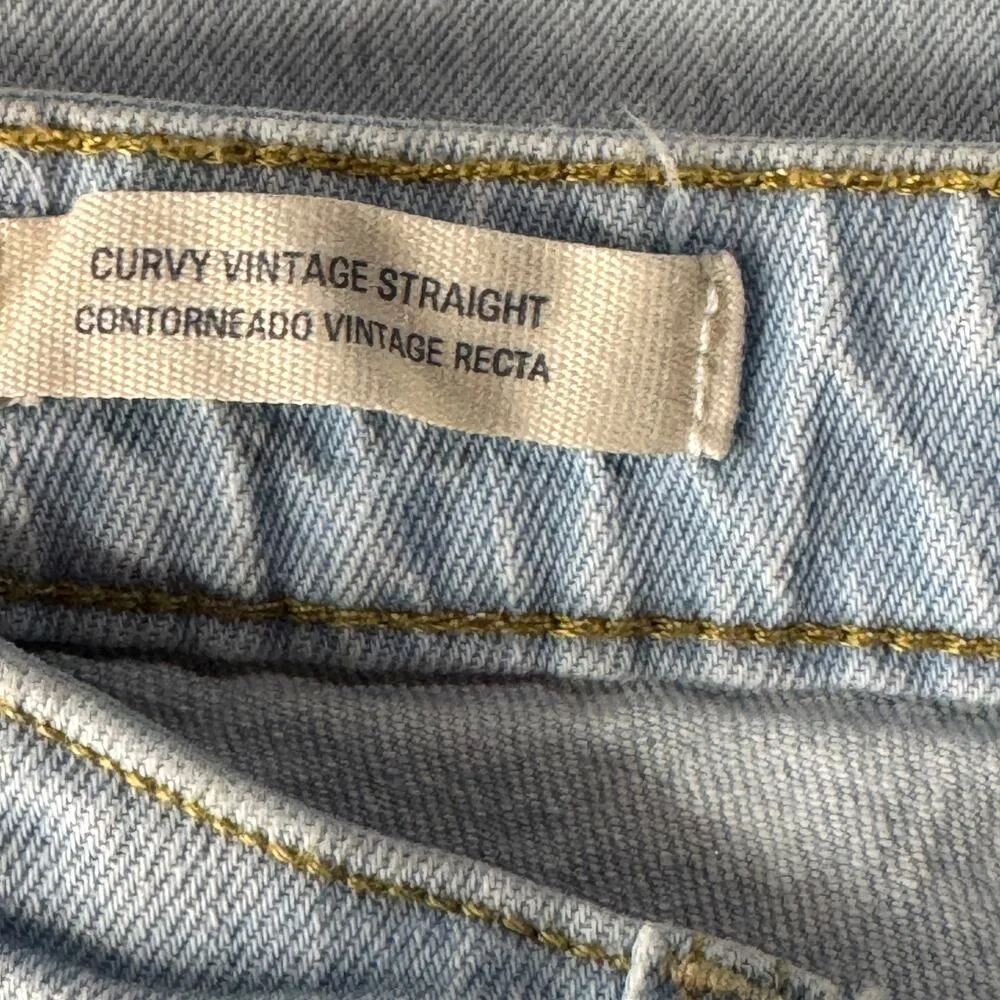 Universal Thread SZ 8/29 Curvy Vintage Straight Jeans Button-Fly Distressed Blue - Image 8