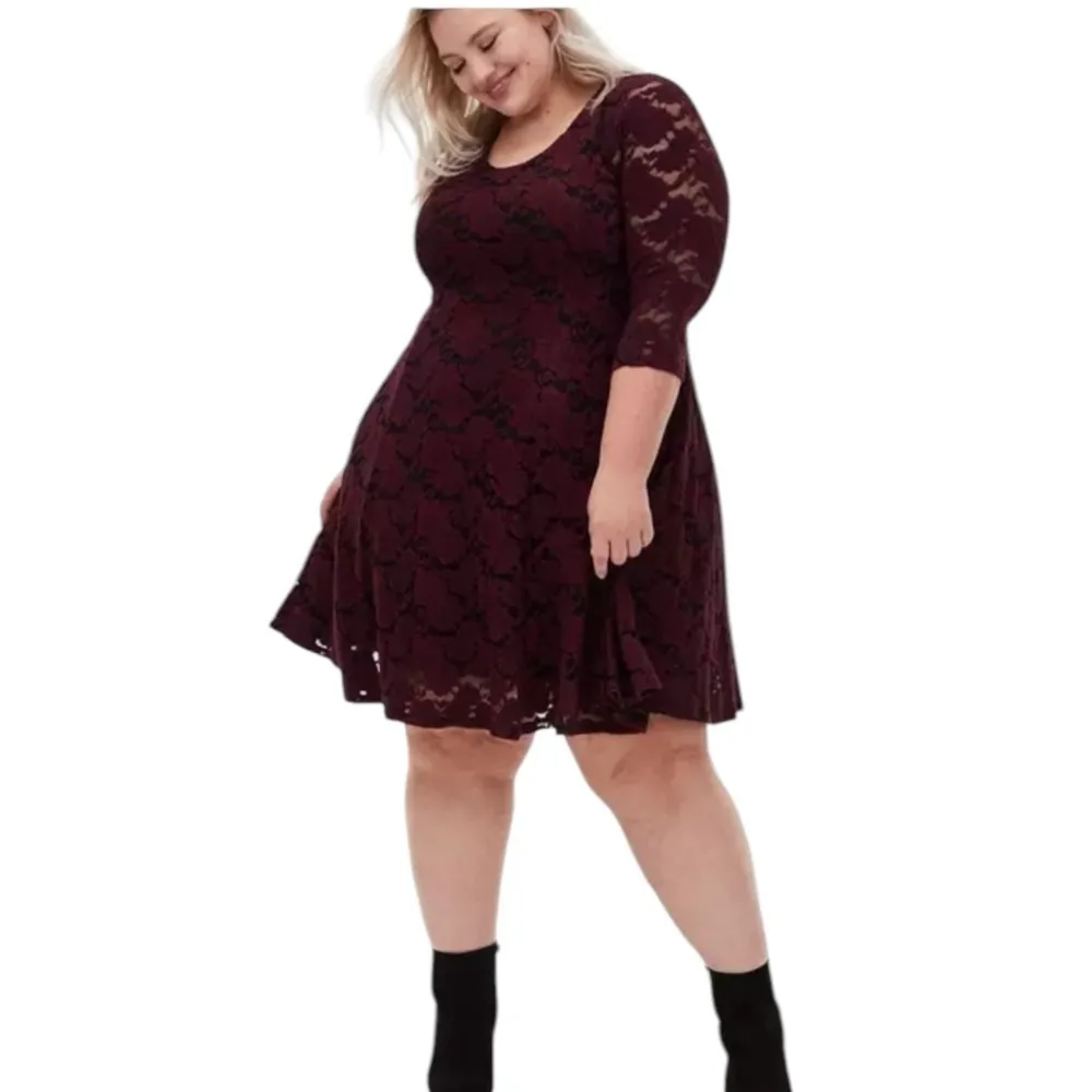 Torrid Floral Lace Fluted‎ Whimsigoth Fairy Grunge Dress 2X - Image 3