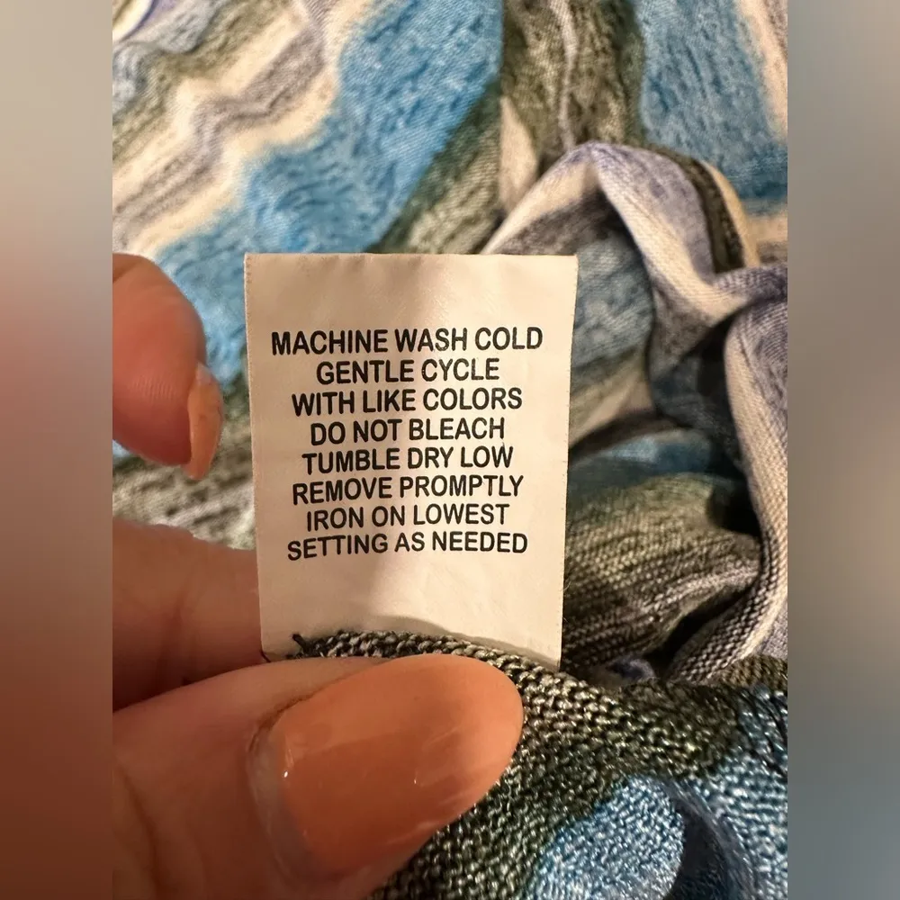 EUC NY Collection Tunic color block Blue Green White VNeck lightweight Pullover - Image 7