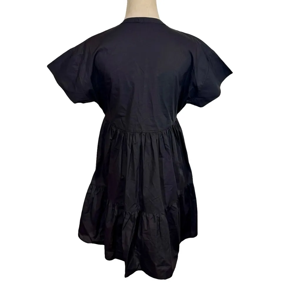 Bird & Knoll Marisol Cotton Poplin Tiered Minidress Black Size XS - Image 10