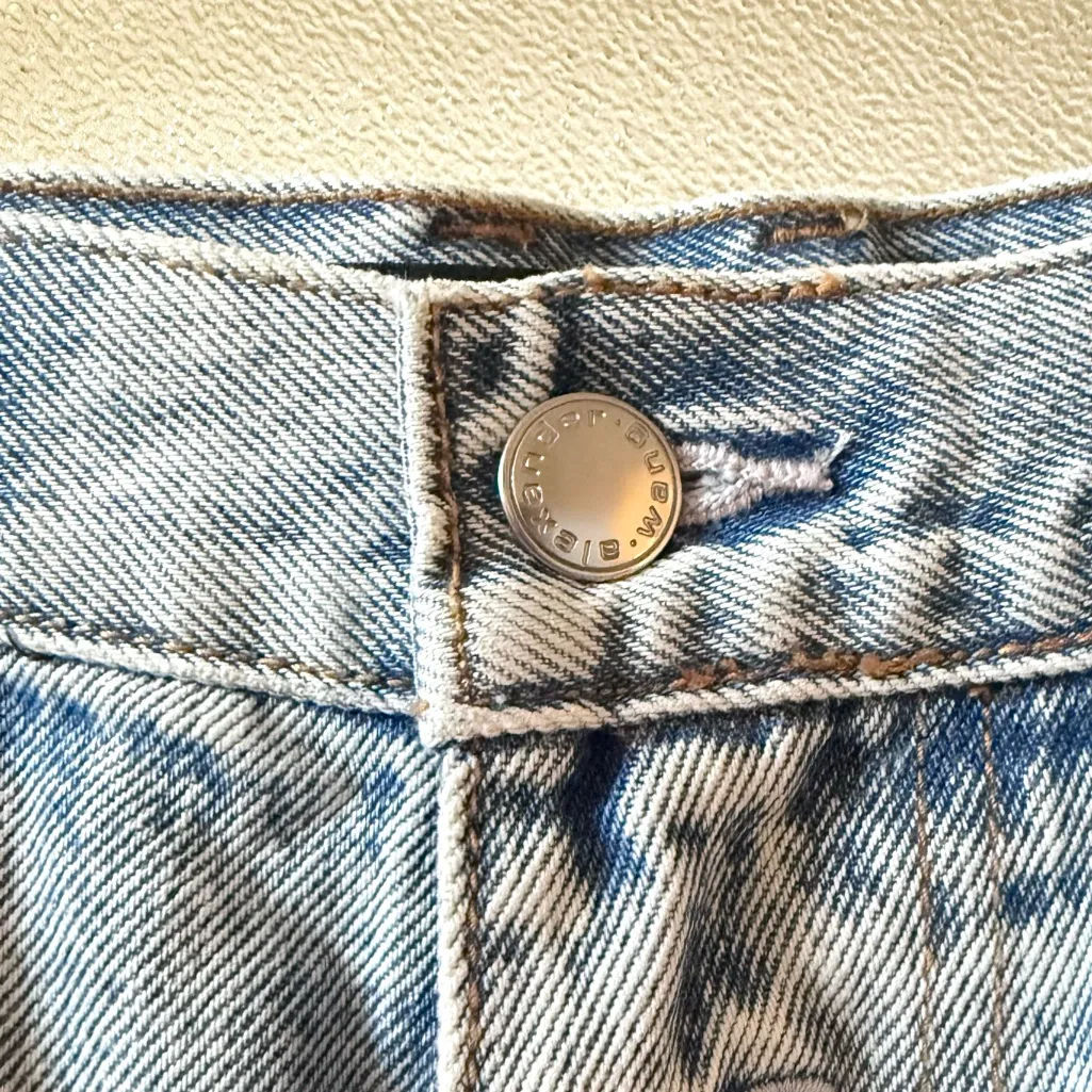 ALEXANDER WANG Denim Double Front Carpenter Wide Leg Jeans Pebble Bleach Sz 27 - Image 6