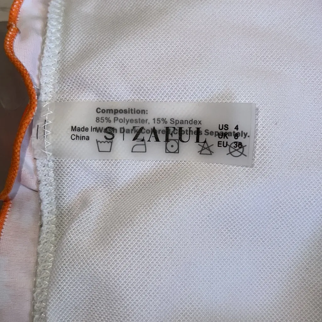 ZAFUL🦎Knots Orange Spaghetti Strap Tie Back Ruffle Triangle Bikini Set🦎 - Image 6