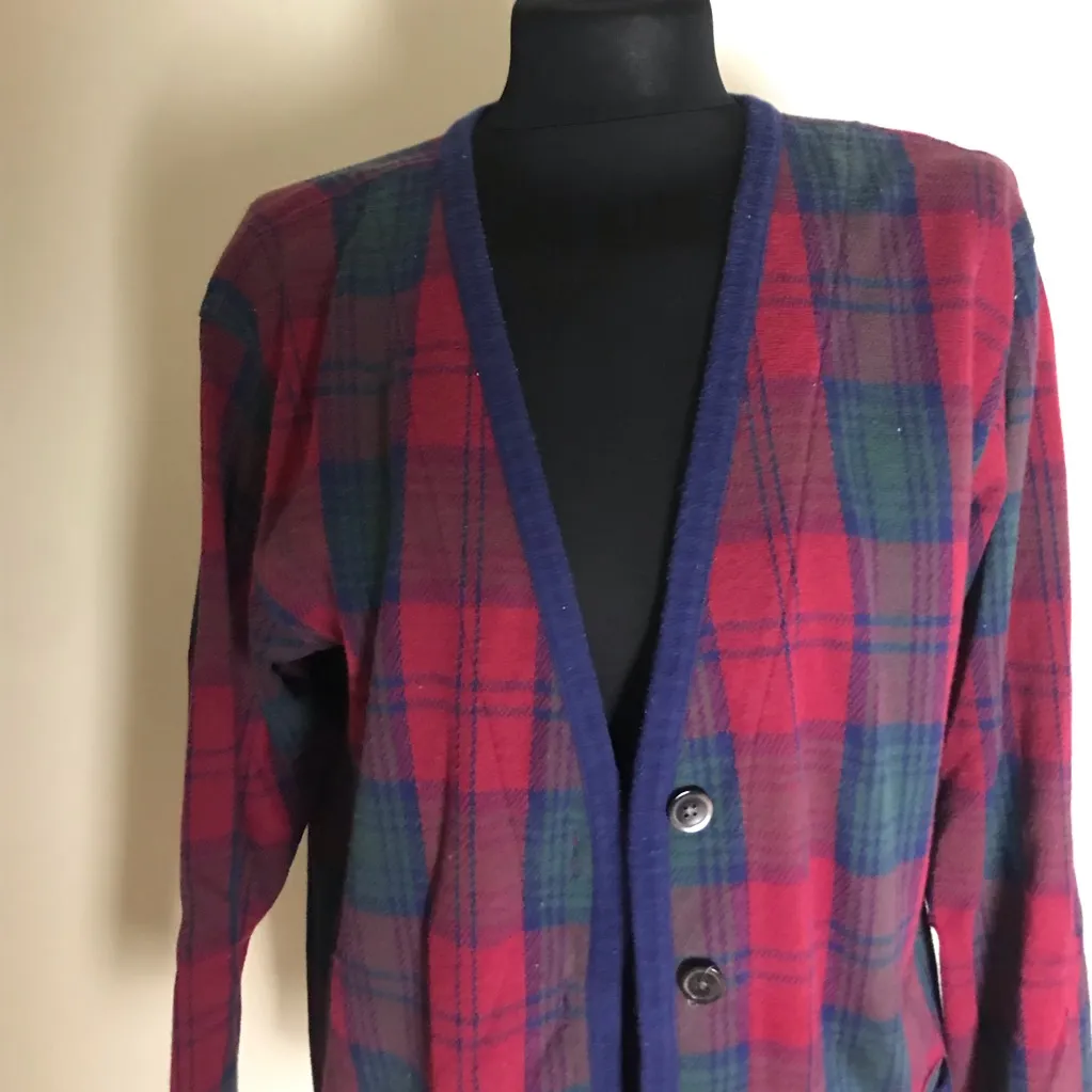 Talbots Plaid Button-Up Cardigan - Image 2