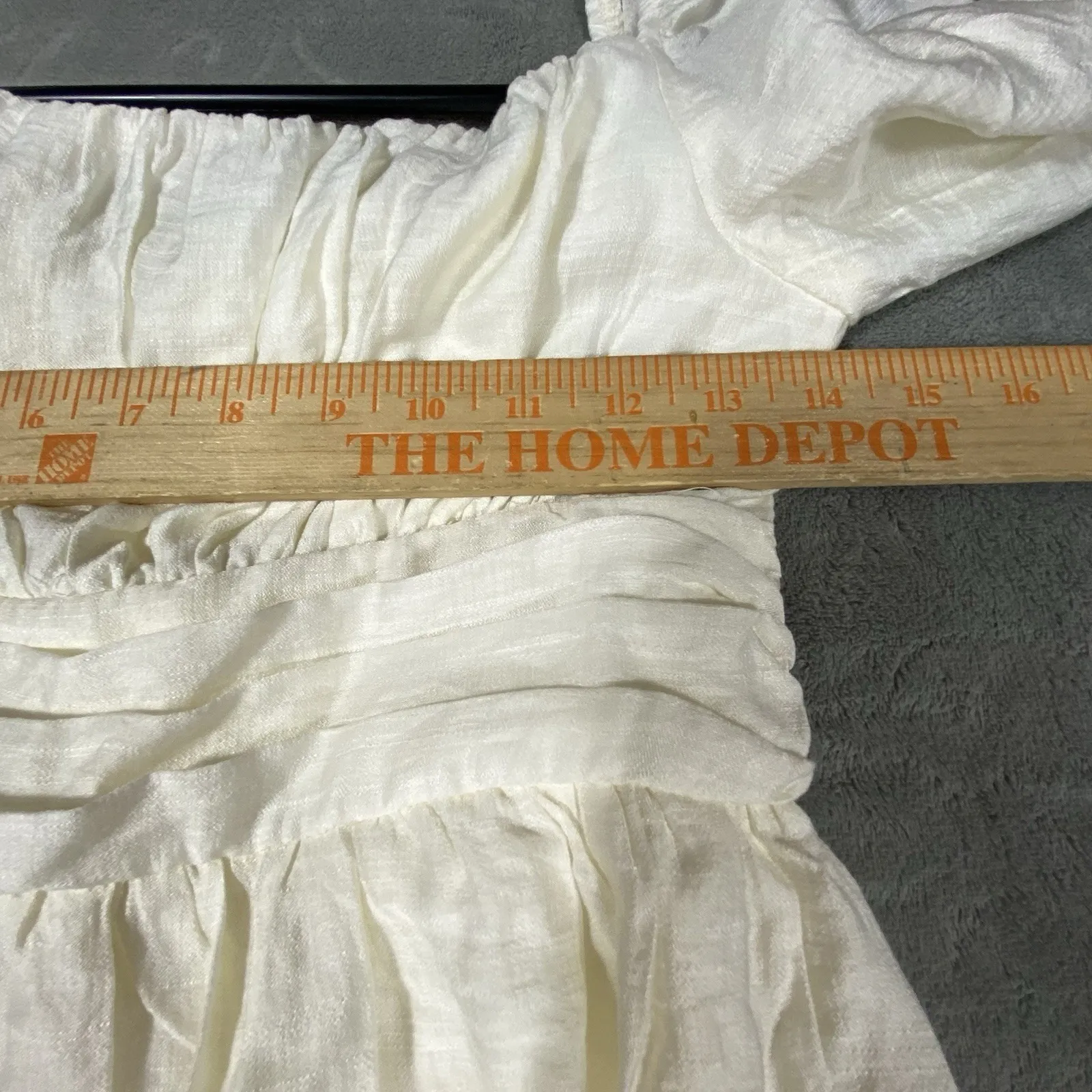 Windsor Flirty Babydoll Dress SmalI Ivory Square Neck Sexy Tiered Ruffle Hem NWT - Image 9