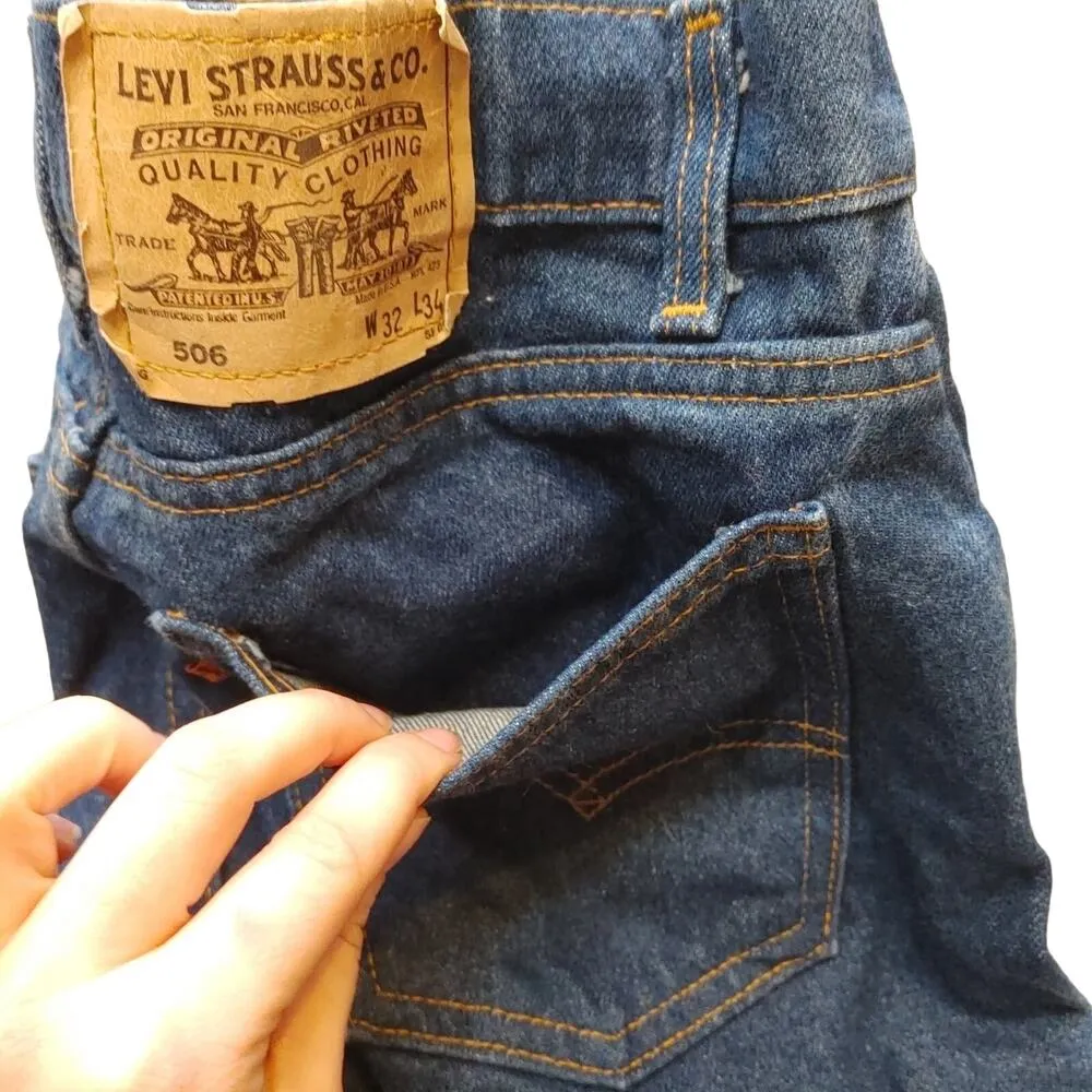 Levi Straus 506 Size W 32 L 34 Heavy Duty Cotton Jeans Straight Leg Levi's Blue - Image 10