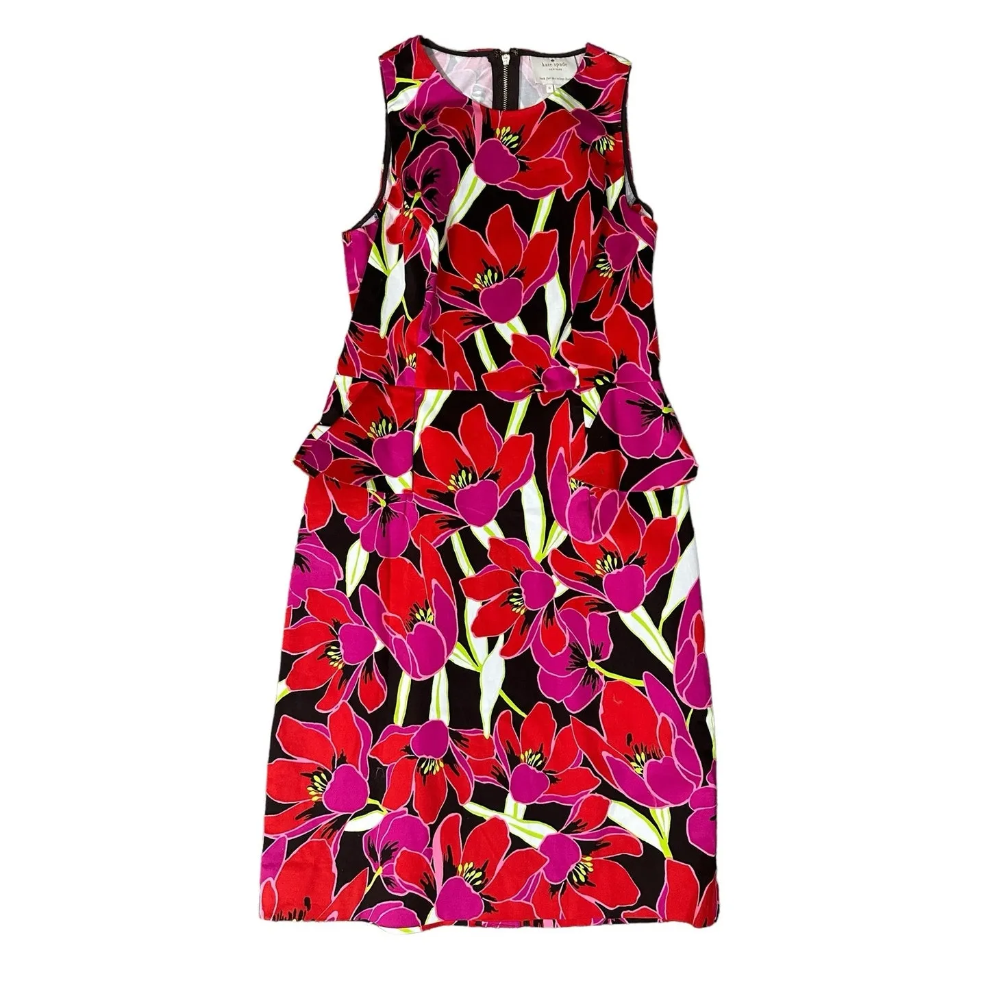Kate Spade Mini Dress Snap Dragon Pink Tropical Floral Peplum Pencil New size 6 - Image 2