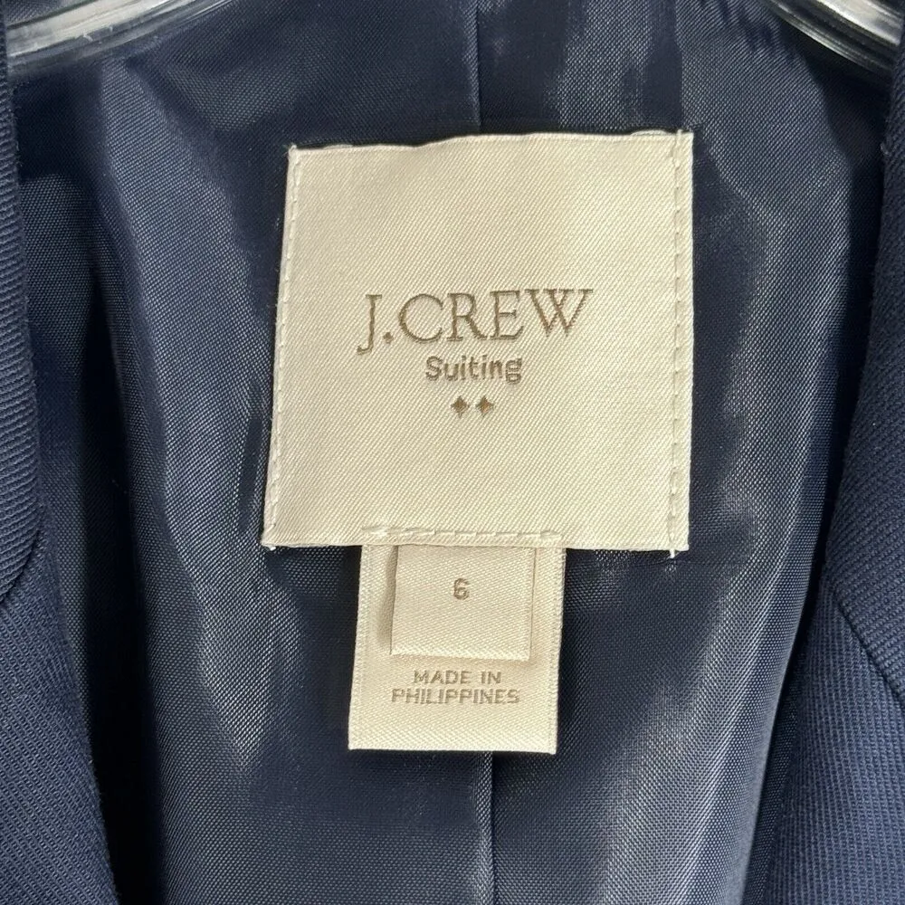 J Crew Blazer Womens 6 Navy Blue Suiting Jacket Classic Business Preppy Academia - Image 6