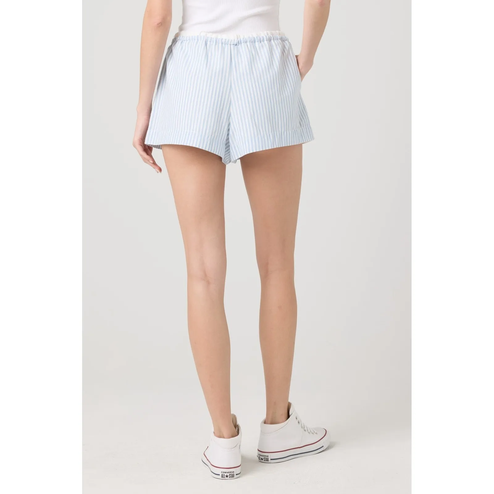 BLANKNYC Womens Striped Shorts Size S Blue White Drawstring Lounge Casual - Image 3