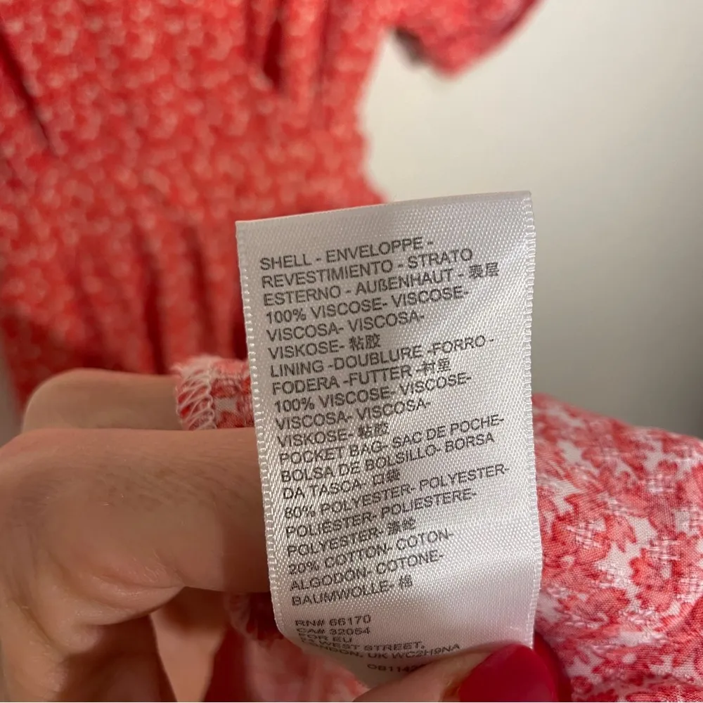 Urban Outfitters Short Sleeve Floral Red Wrap Midi Dress S - Image 11