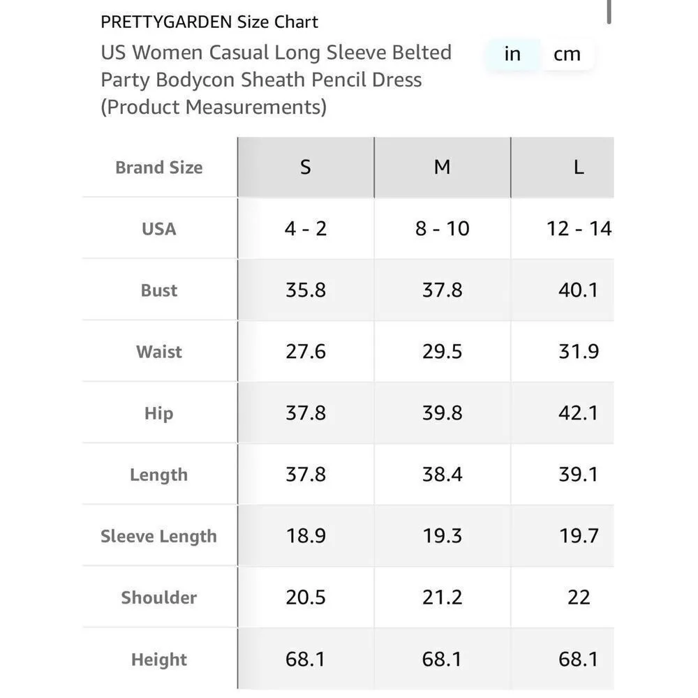 NEW Dress Casual Long Sleeve Belted Party Pencil Dress L - Image 3