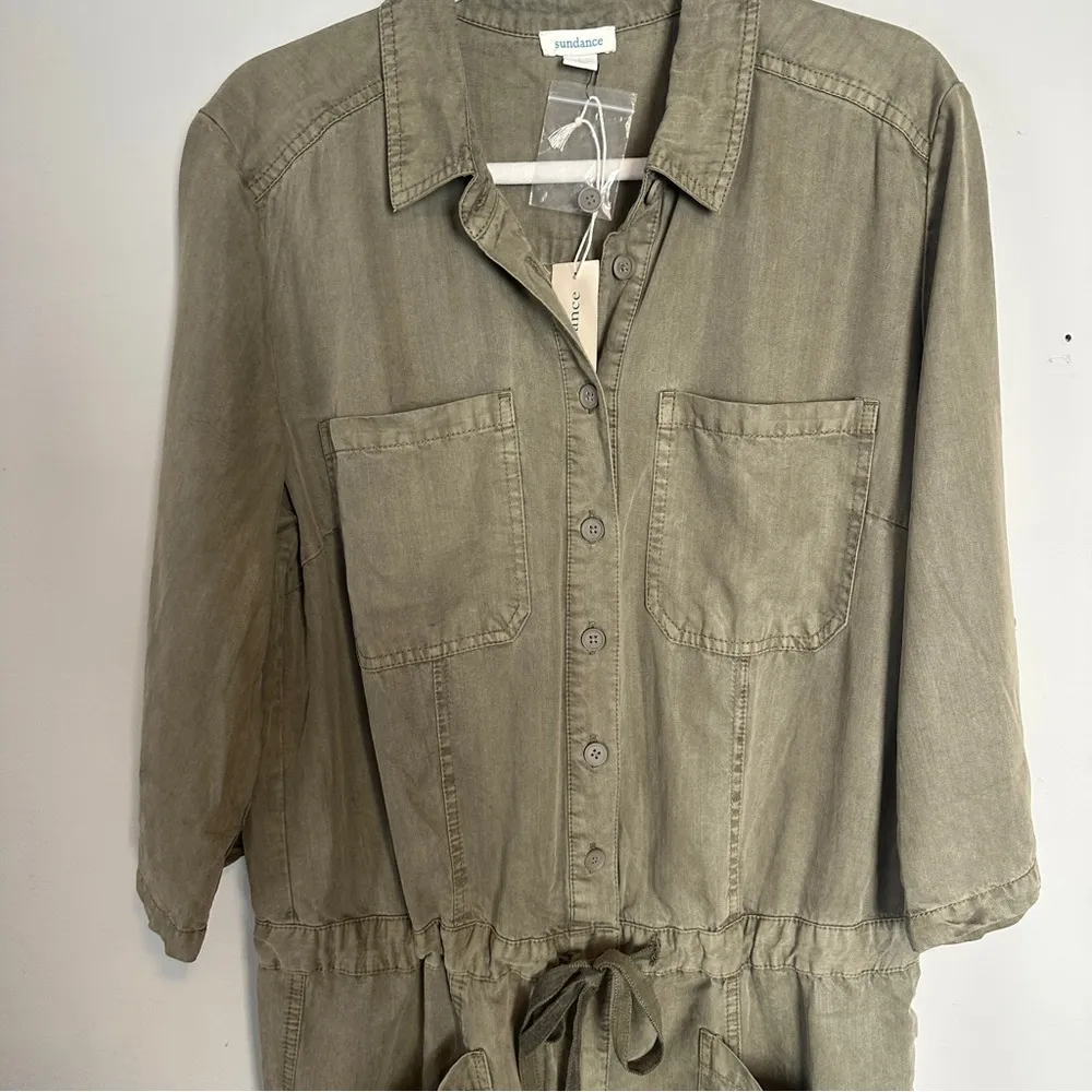 Sundance Wayside Vintage Wash Cargo Jumpsuit Olive Green Large NEW - Image 5