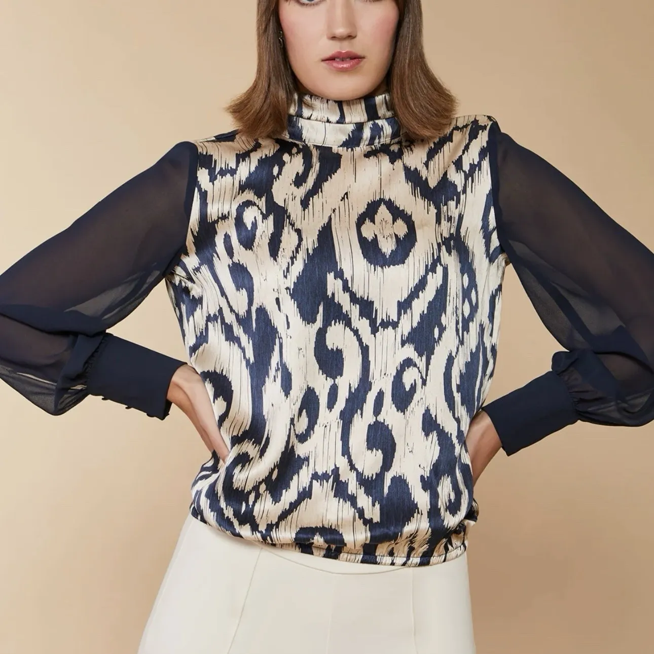 Spartina 449 Erinne Silk Blouse Bascom‎ Ikat NWT Sz XS MSRP $188 - Image 6