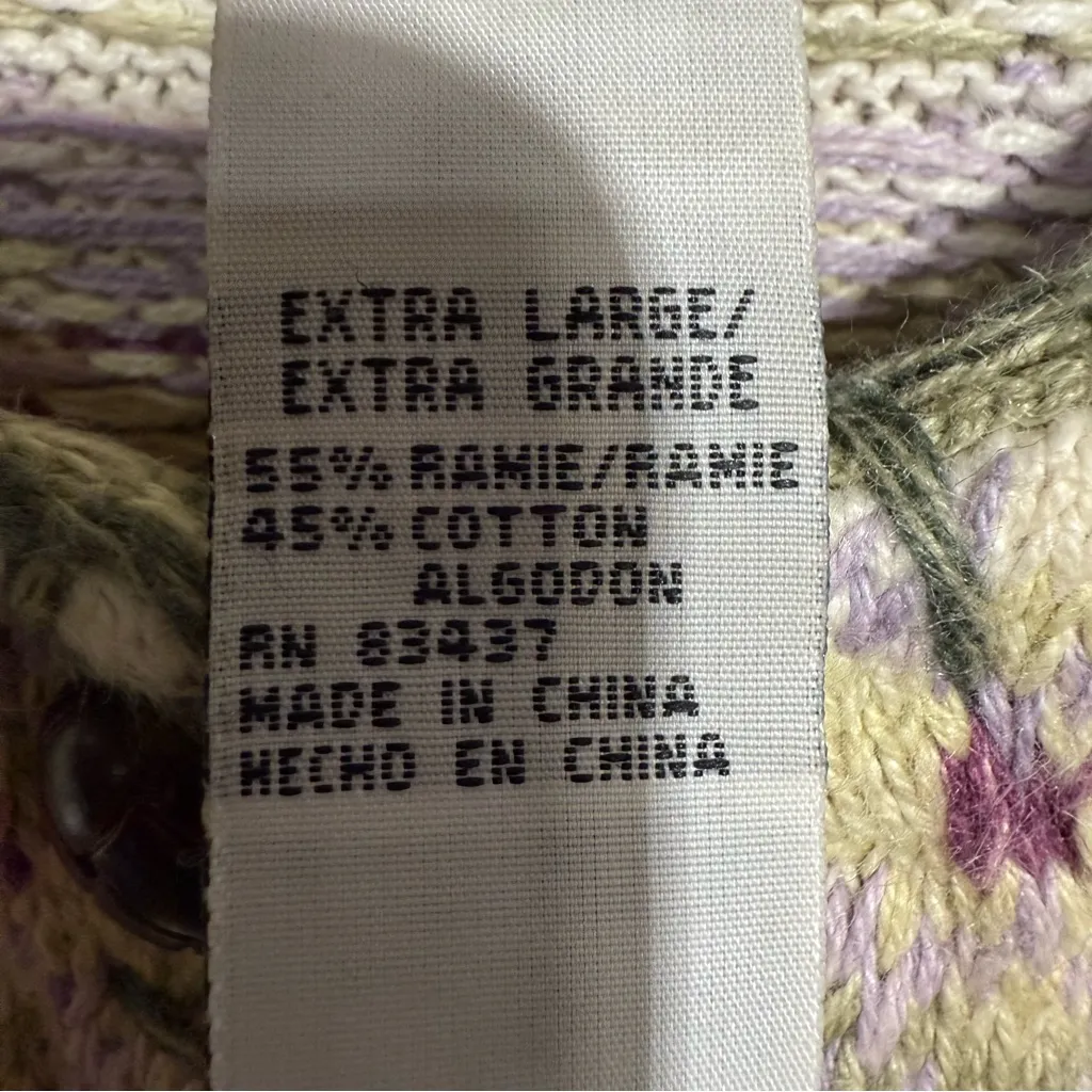 Tiara Intl Fair Isle Women's Multicolor Patterned Button Up Cardigan Vintage XL - Image 5