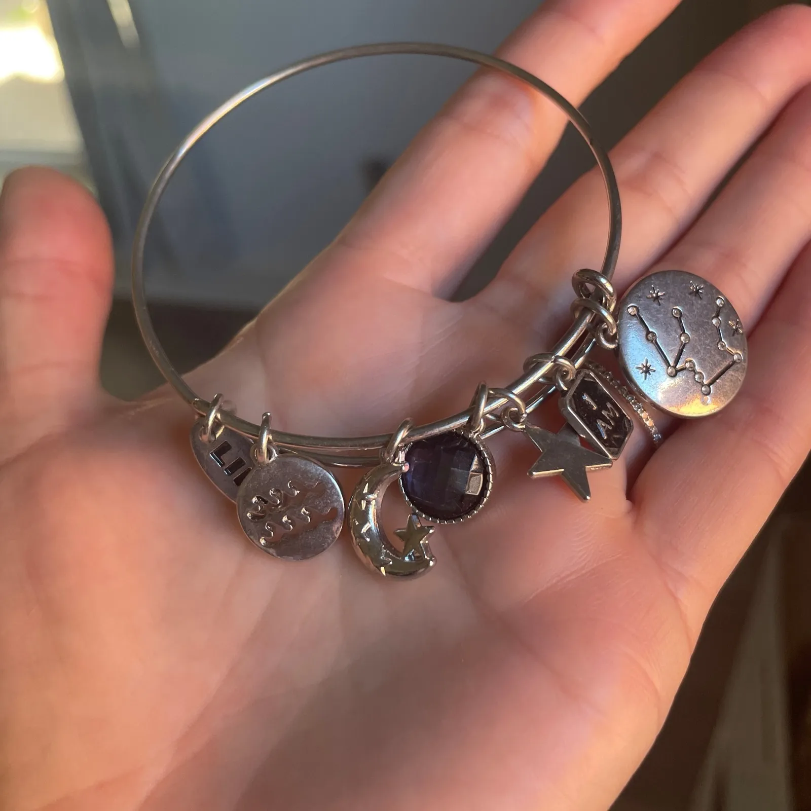 Constellation Charm Bangle‎ Bracelet Moon Zodiac Celestial Jewelry Silver Y2K - Image 4