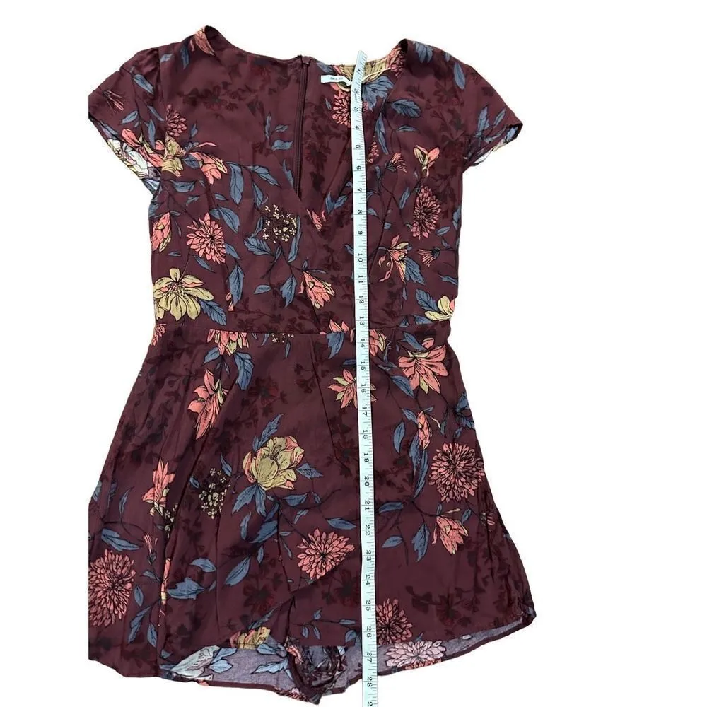 Urban Outfitters X KIMCHI BLUE Anita Wine Floral Ruffle Plunge V-Neck Skorts Rom - Image 8