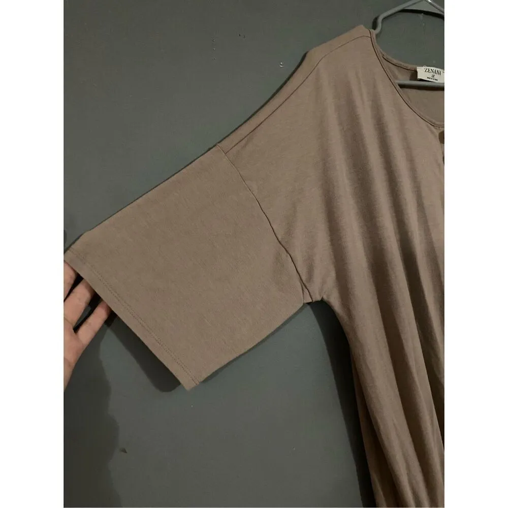 Zenana Plus Size Jogger Jumpsuit Brown Long Sleeve Elastic Waist Chic 1X - Image 3