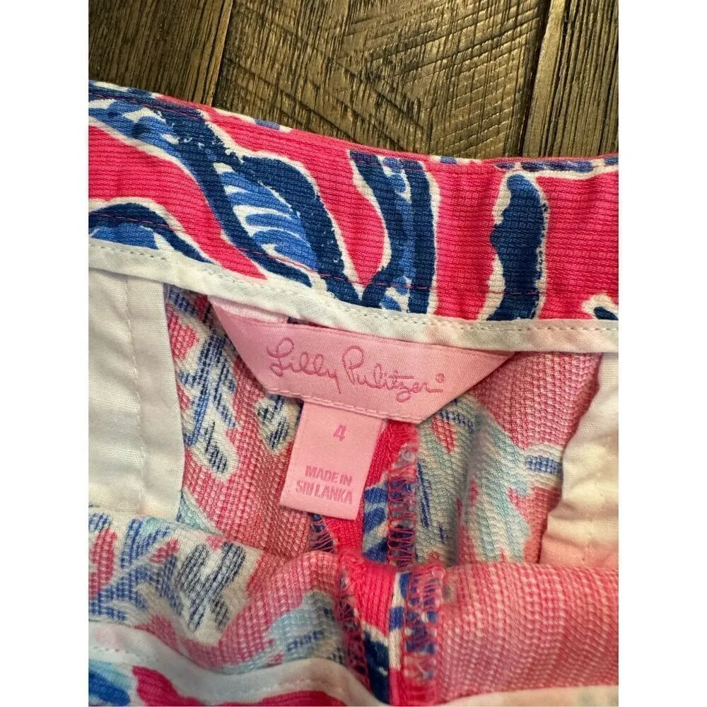 Lilly Pulitzer Adie Capri Pink Samba shorts size 4 tropical vibrant floral - Image 5
