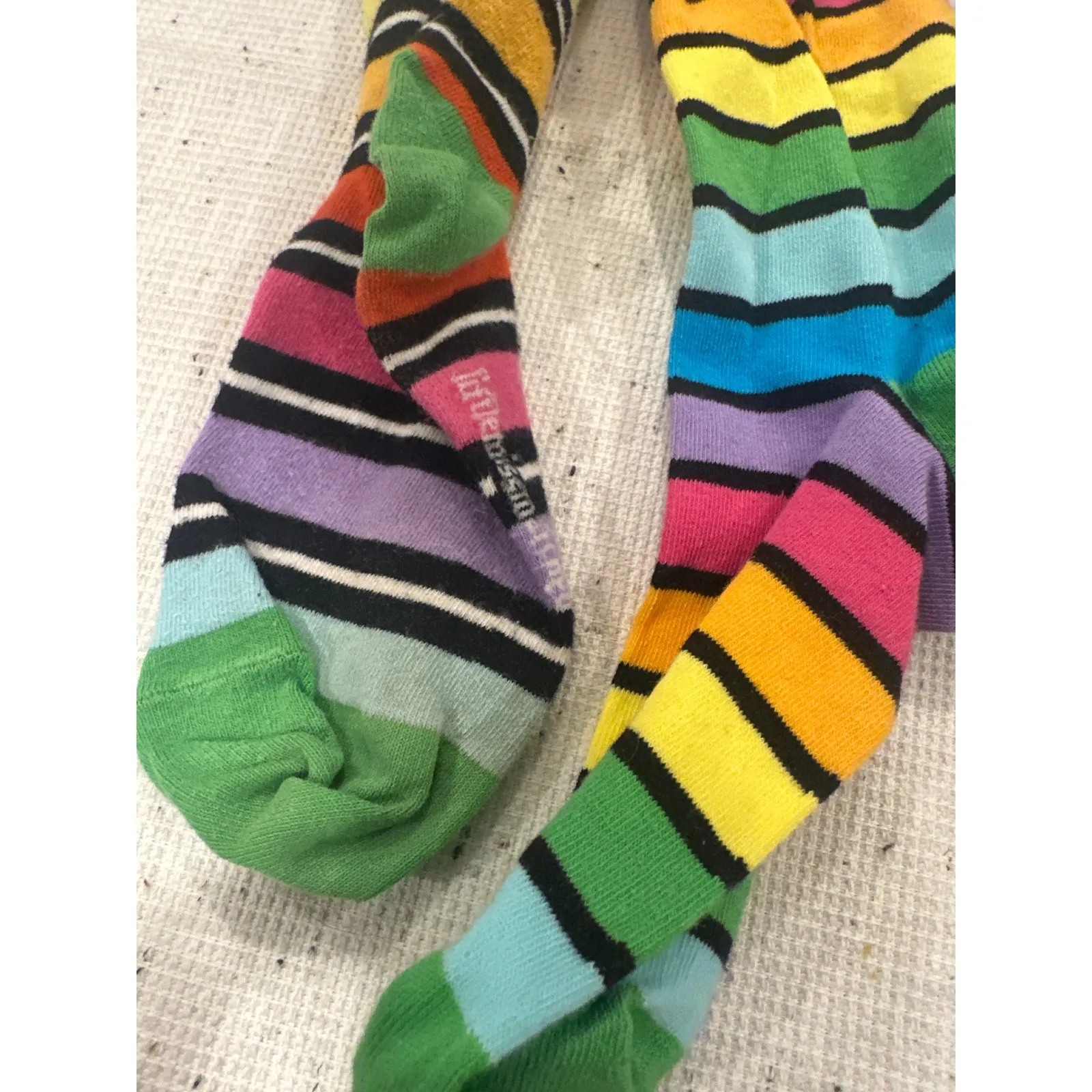 Little Mis Matched Womens Knee High Socks Women Rainbow Stripe Flower Print boho Black - Image 5